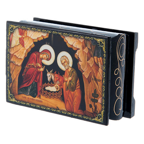 Russian papier-mâché and lacquer box The Nativity of Christ 9x6 cm 5