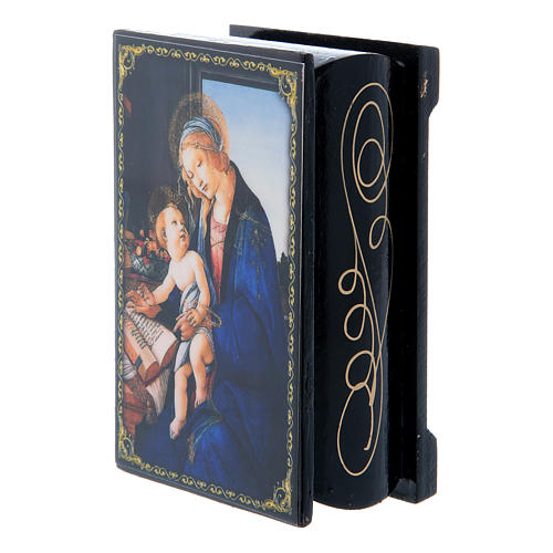 Lackdose aus Papiermaché Madonna mit dem Buch 9x6 cm 2