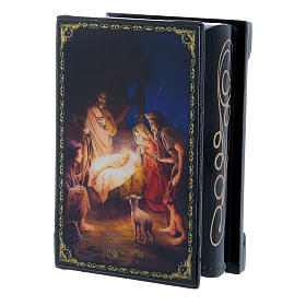 Russian papier-mâché and lacquer painted box The Nativity of Jesus 9x6 cm