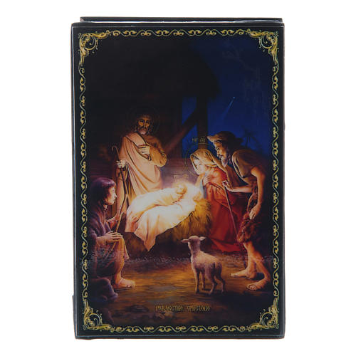 Russian papier-mâché and lacquer painted box The Nativity of Jesus 9x6 cm 1
