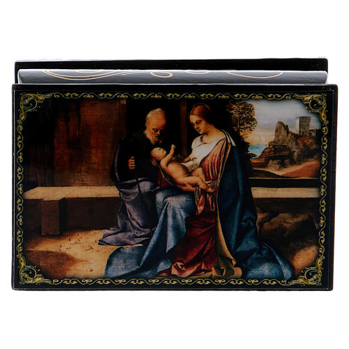 Russian papier-mâché and lacquer painted box The Birth of Jesus 9x6 cm 1