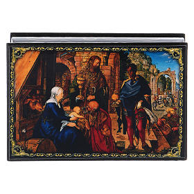 Russian lacquer box, Adoration of the Magi 9x6 cm