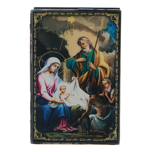 Lackdose aus Papiermaché Die Geburt Jesu Christi 9x6 cm 1