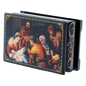Boîte russe papier mâché La Naissance de Jésus 9x6 cm