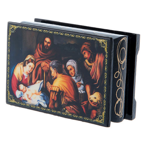Caixinha russa papel-machê O Nascimento de Cristo Murillo 9x6 cm 2