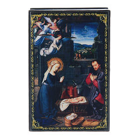 Boîte papier mâché russe La Naissance de Christ David 9x6 cm