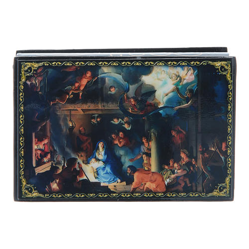 Russian lacquer box, Nativity and Adoration of the Magi 9x6 cm 1
