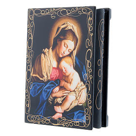 Lacca russa cartapesta Madonna col Bambino 14X10 cm