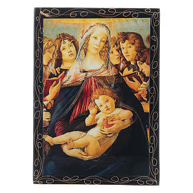 Lackdose aus Papiermaché Verzierung in Découpage-Technik Madonna mit dem Granatapfel 14x10 cm