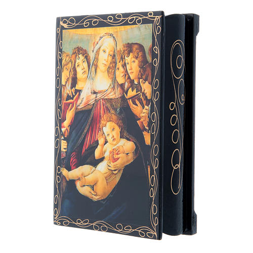 Russian papier-mâché and lacquer box Madonna of the Pomegranate 14x10 cm 2