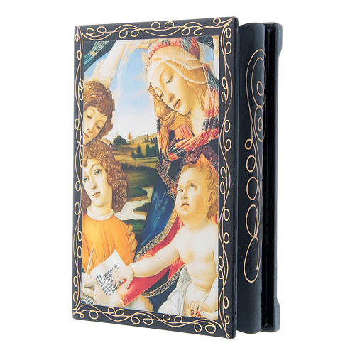 Russian papier-mâché and lacquer box Madonna of the Magnificat 14x10 cm 2
