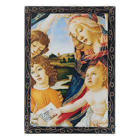 Caixa russa papel-machê A Madona do Magnificat 14x10 cm