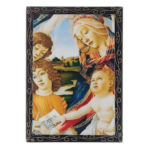 Caixa russa papel-machê A Madona do Magnificat 14x10 cm 1