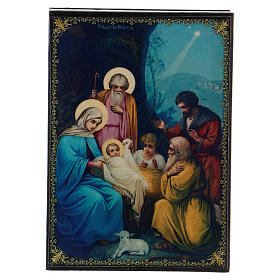 Boîte russe peinte La Naissance de Jésus Christ 14x10 cm