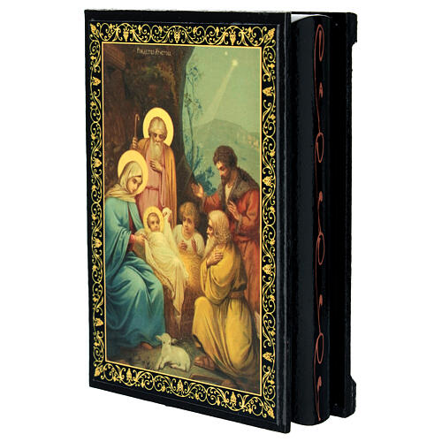 Scatoletta russa dipinta La Nascita di Gesù Cristo 14X10 cm 2