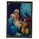 Scatoletta russa dipinta La Nascita di Gesù Cristo 14X10 cm s1
