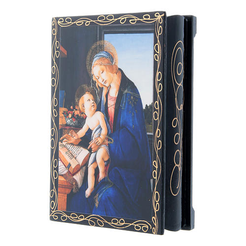 Russian papier-mâché and lacquer painted box Madonna of the Book 14x10 cm 2