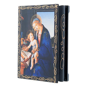 Russian papier-mâché and lacquer painted box Madonna of the Book 14x10 cm