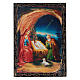 Boîte russe papier mâché décoré La Naissance de Jésus Christ 14x10 cm s1