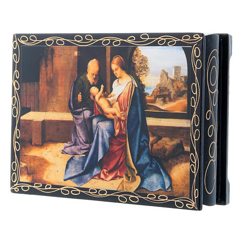 Lackdose aus Papiermaché Verzierung in Découpage-Technik Die Geburt Jesu Christi 14x10 cm 2
