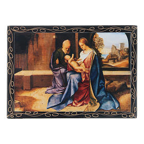 Russian papier-mâché and lacquer painted box The Nativity of Jesus 14x10 cm