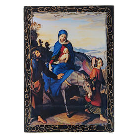 Russian lacquer box, Flight into Egypt 14x10 cm