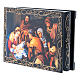 Laque papier mâché russe décorée La Naissance de Jésus 9x6 cm s2