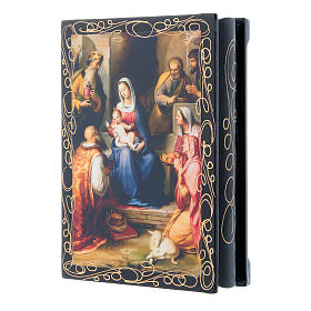 Russian papier-mâché and lacquer painted box Gerburt Christi (The Nativity) 14x10 cm