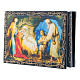 Russian papier-mâché and lacquer painted box The Birth of Jesus 14x10 cm s2
