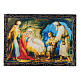 Caixa papel-machê russa Nascimento de Jesus Cristo 14x10 cm s1