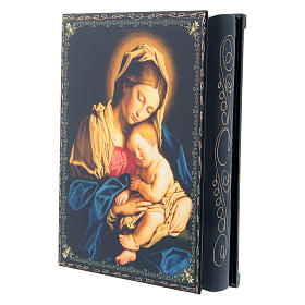 Russian papier-mâché and lacquer painted box Madonna with Child 22x16 cm
