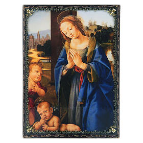 Laque russe décorée découpage Adoration de l'Enfant avec Saint Jean-Baptiste 22x16 cm