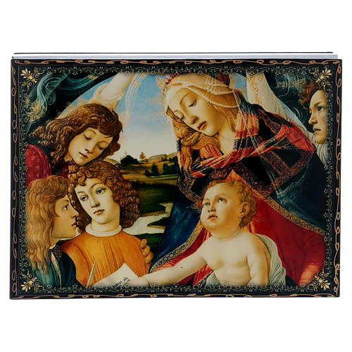 Lackdose aus Papiermaché Verzierung in Découpage-Technik Madonna del Magnificat 22x16 cm 1