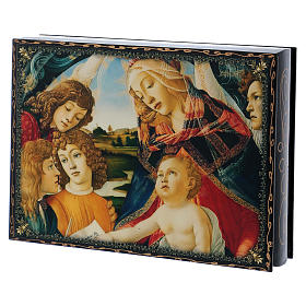 Boîte laque papier mâché La Madone du Magnificat 22x16 cm