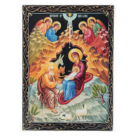 Russian papier-machè box with decorations The Birth of Jesus Christ 22X16 cm