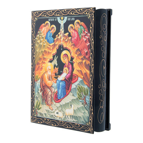 Boîte russe décorée papier mâché Naissance de Jésus Christ 22x16 cm 2