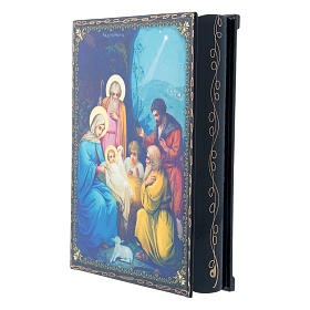 Laque décorée papier mâché russe La Naissance de Jésus Christ 22x16 cm