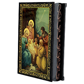 Russian lacquer and papier-machè box with decorations The Birth of Jesus Christ 22X16 cm