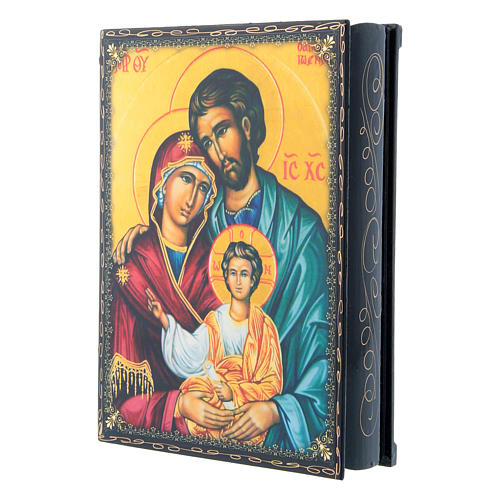 Boîte papier mâché décorée Sainte Famille 22x16 cm 2
