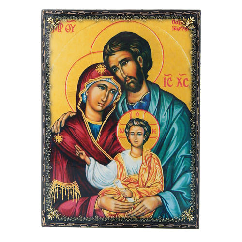 Scatoletta cartapesta decorata Sacra Famiglia 22X16 cm 1