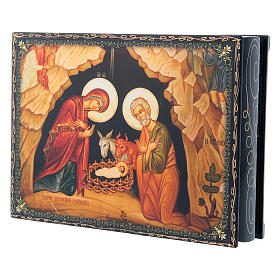Caja rusa papier machè decorada El Nacimiento del Niño Jesús 22x16 cm