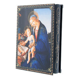 Lackdose aus Papiermaché Verzierung in Découpage-Technik Madonna mit dem Buch 22x16 cm