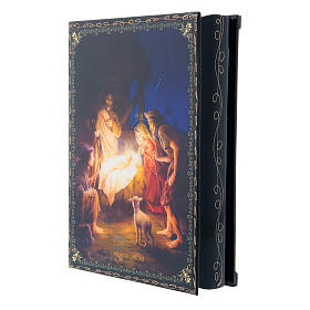 Boîte papier mâché décorée russe La Naissance de Jésus Christ 22x16 cm