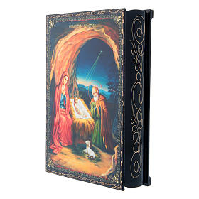 Papier-machè and lacquer box The Birth of Jesus Christ decoupage with decorations 22X16 cm