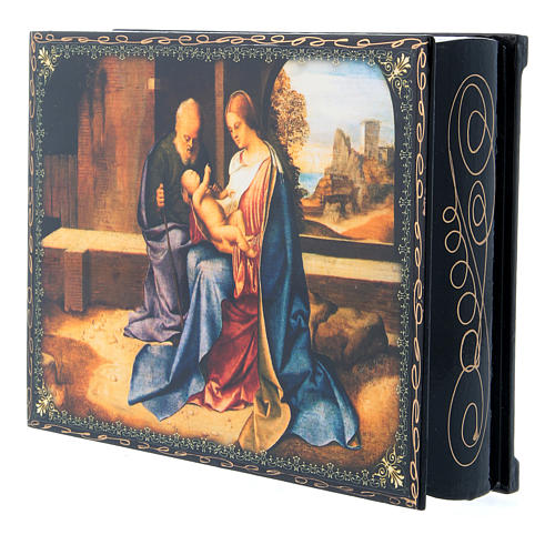 Laque russe décorée papier mâché La Naissance de Jésus Christ 22x16 cm 2