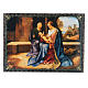 Laque russe décorée papier mâché La Naissance de Jésus Christ 22x16 cm s1