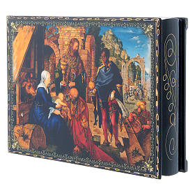 Boîte russe papier mâché décoré L'Adoration des Mages Dürer 22x16 cm