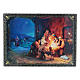 Caixa découpage russa papel-machê Nascimento de Cristo e Adoração dos Magos 22x16 cm s1