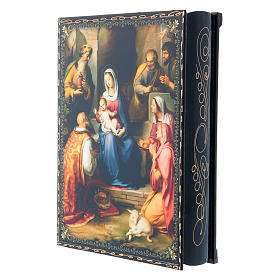 Boîte papier mâché découpage russe Nativité 22x16 cm
