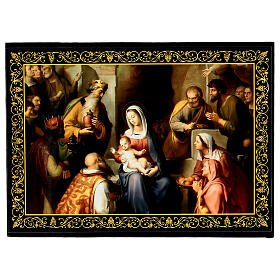 Scatoletta cartapesta decoupage russa Natività 22X16 cm